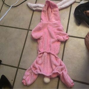 Small dog bunny costume pjs cute outfit pink